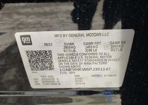 2023 Chevrolet Traverse Awd Lt Leather из США, поврежденный, VIN 1GNEVHKW6PJ301147